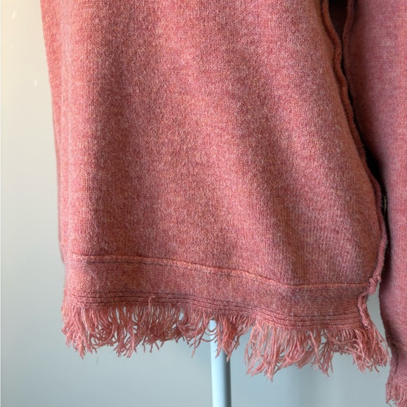 Promesa Pink Rose Relaxed V-Neck Frayed Hem Knit Top M - Picture 7 of 12